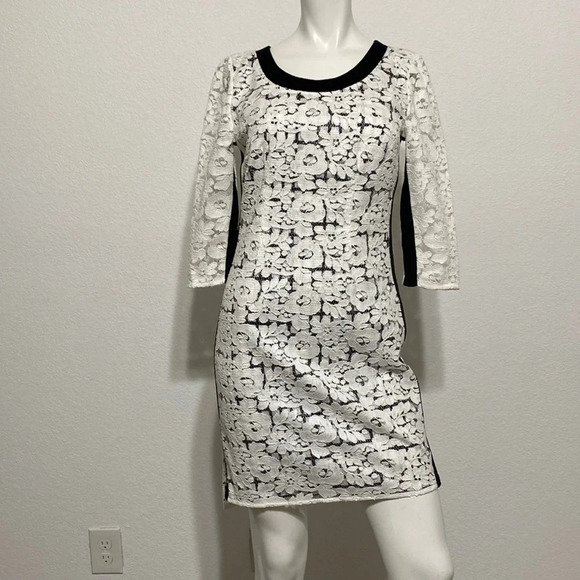 Tracy Reese White & Black Floral Lace High Low Mini Dress 0 - Picture 7 of 9